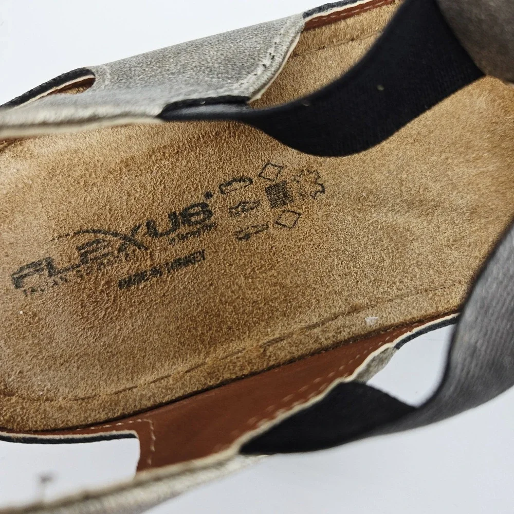 Flexus Spring Step Women's 38 7.5 Slingback Sandal Metallic Gold Leather/Elastic